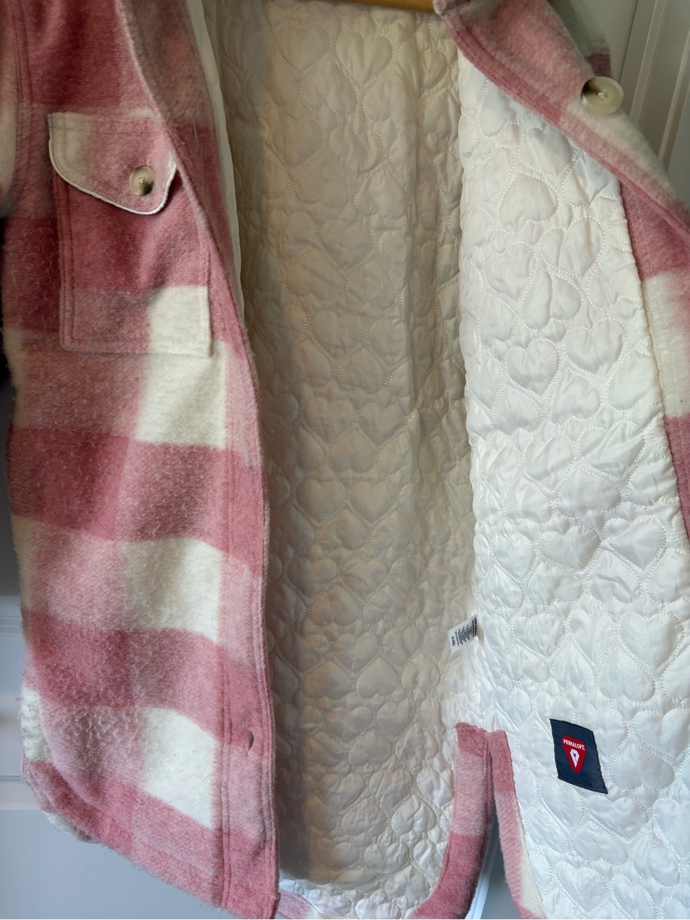 Joe Fresh x Jillian Harris Quilted Plaid Shacket Pink White Size Small - Picture 6 of 10